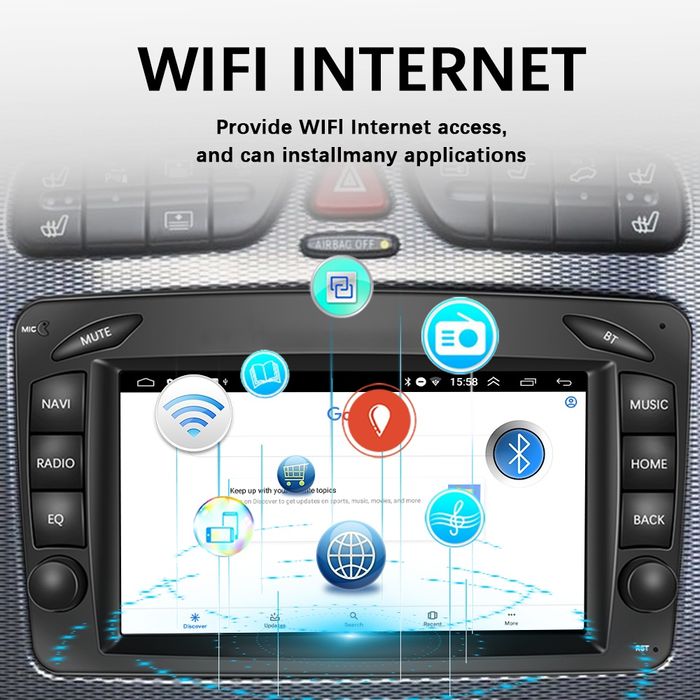 Auto Rádio Android 13 2din Mercedes W203/209/210 GPS Navi WiFi M-Link