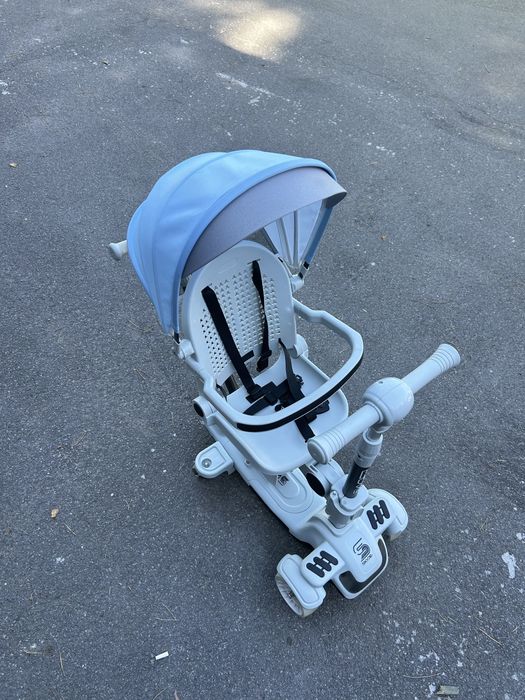 Самокат 5 в 1 Skyper BL PU з капюшоном та дод. колесами