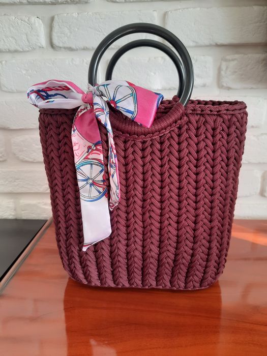 Torebka koszyk Kłos ręcznie robiona