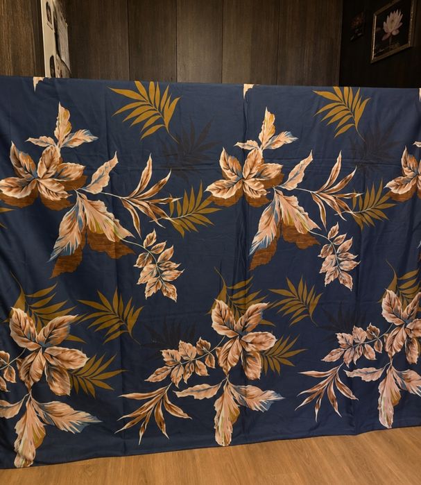 Komplet pościeli 160x200cm Granatowy w Liście 4 częściowy