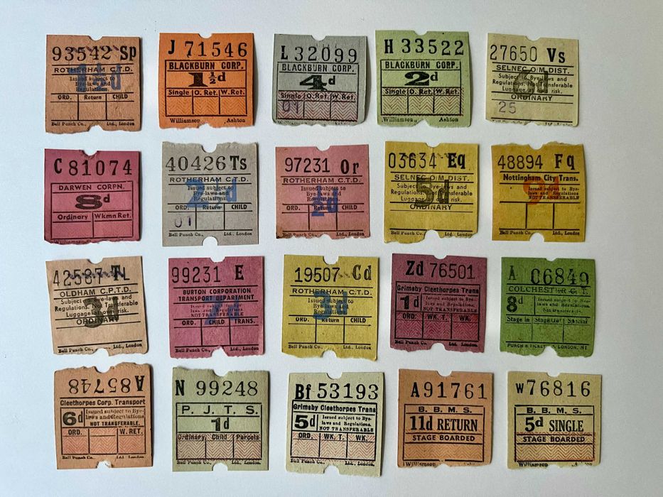 Bilety autobusowe Wielka Brytania starsze zestaw 20 szt