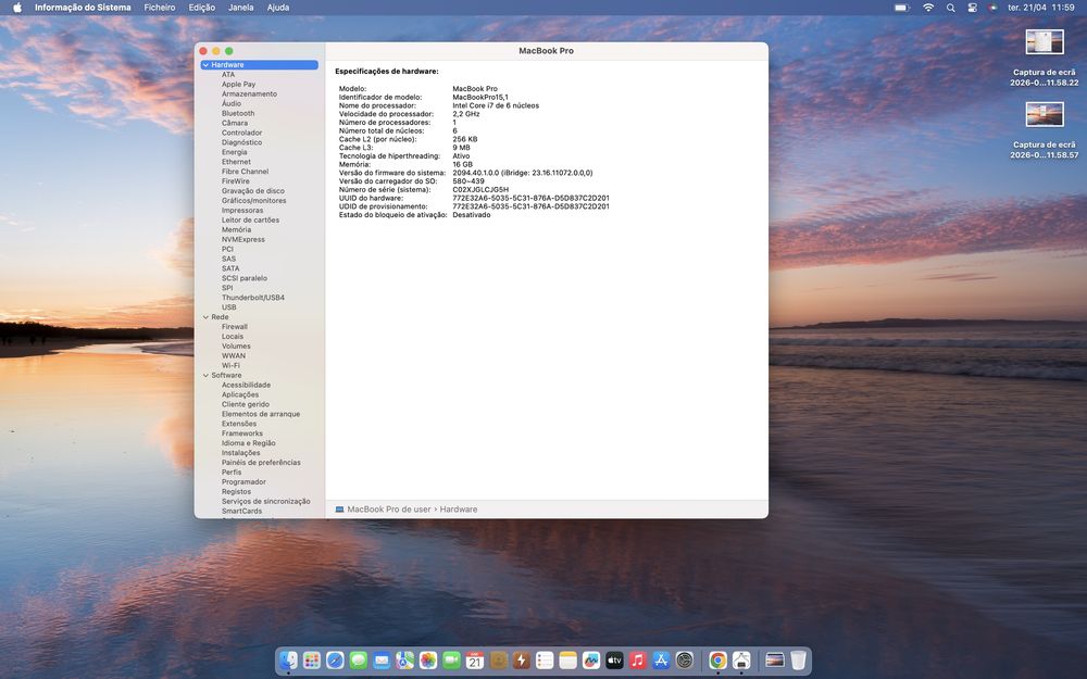MacBook Pro 15 "Core i7 6-Core"| 16GB | Radeon Pro 4GB | Bateria 100% | Garantoa de 1 Ano