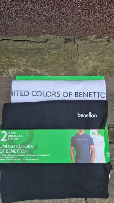 United colors of Benetton koszulki dwa kolory czarny bialy  dwupak XL