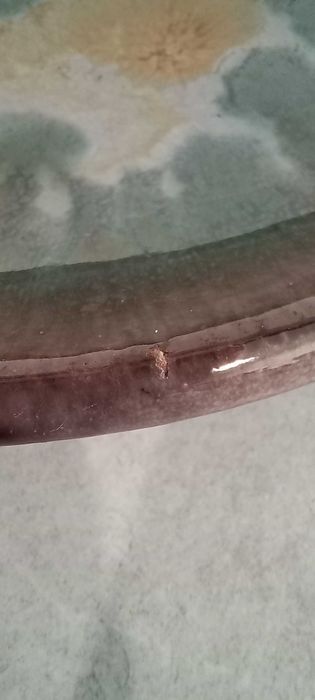 Talerz ścienny, brązowo-zielona abstrakcja, śr. 21 cm, PRL