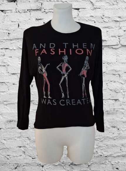 Czarna bawełniana bluzka z długim rękawem rozmiar M