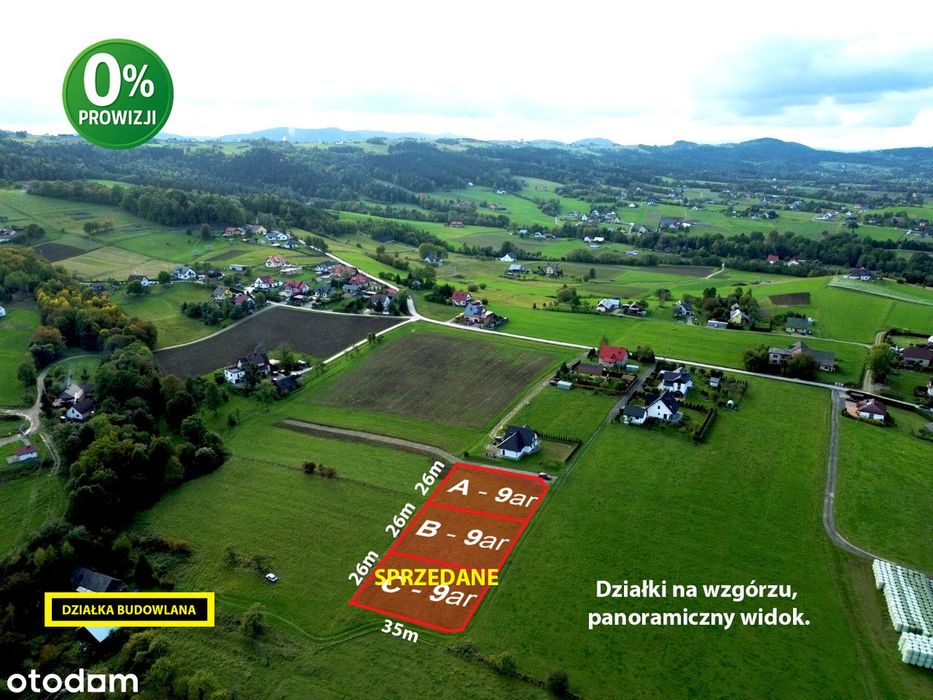 Widok marzeń! Działka na wzgórzu, 15 min od Nowego Sącza, Limanowej.