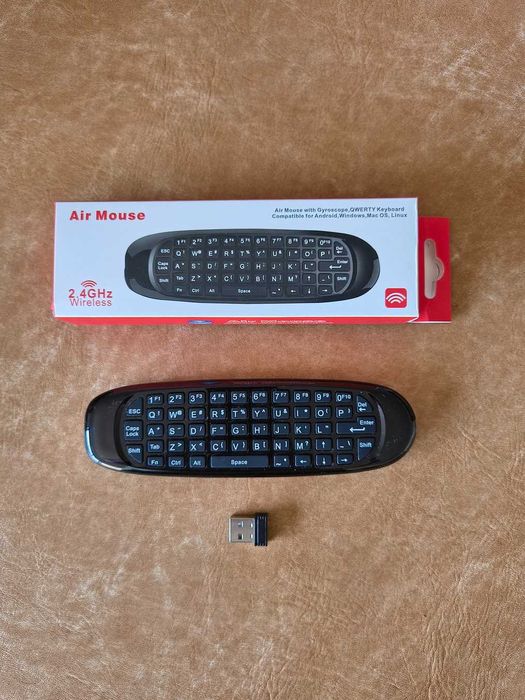 Air Mouse 2.4GHz + Teclado QWERTY Wireless + Receptor USB