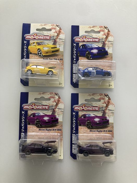 Zestaw 4 Majorette Japan Series x2 SkyLine Honda Civic Lancer evo 9 ;)