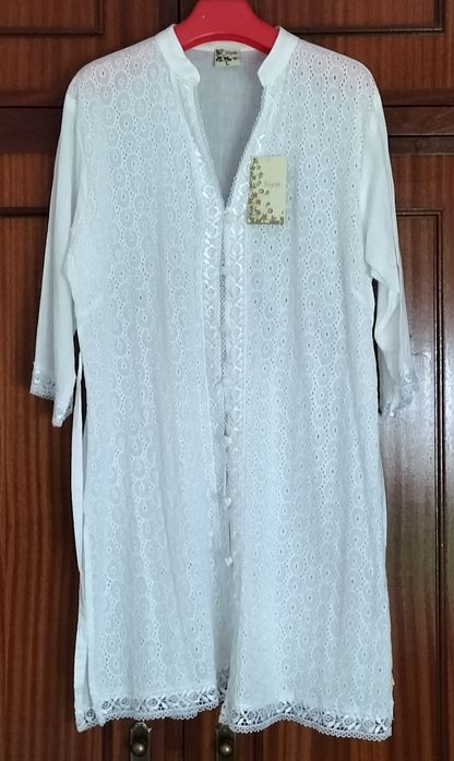 Túnica Branca Bordado Inglês