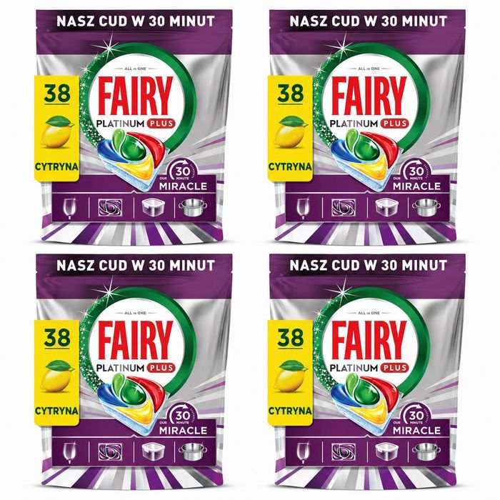 152 Tabletki do zmywarki Fairy Platinum Plus 4x38szt - Our 30 Minute Miracle Karton