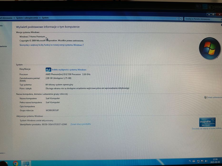 Monitor+komputer stacjonarny+mysz+klawiatura