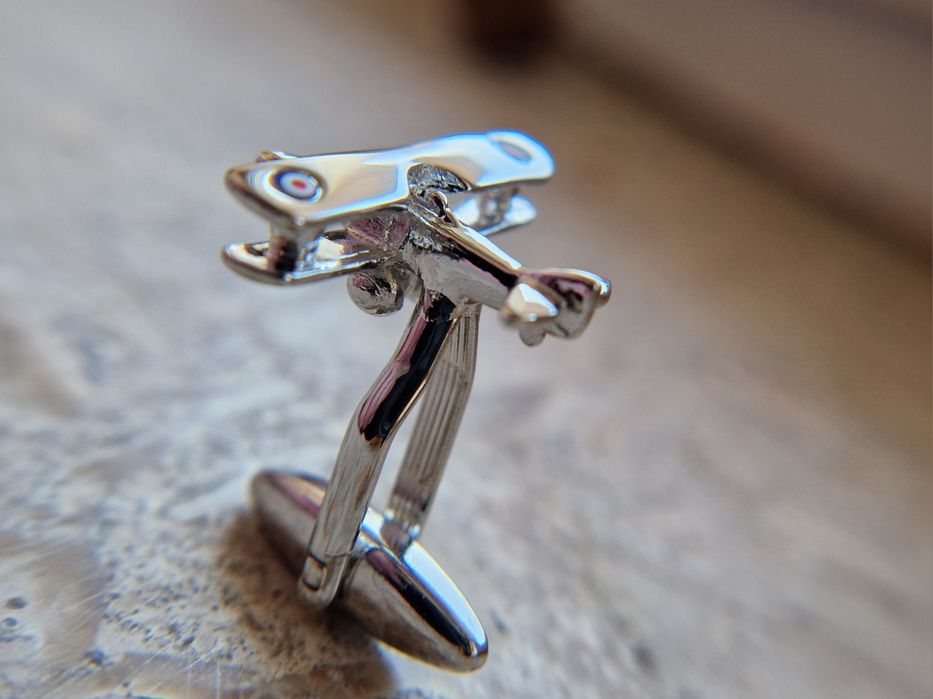 Marks & Spencer spinki do mankietów Spitfire męskie srebrne oryginał