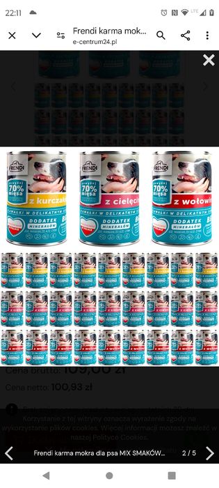 Puszki dla psa cielęcina wołowina i kurczak 10 x 400 g