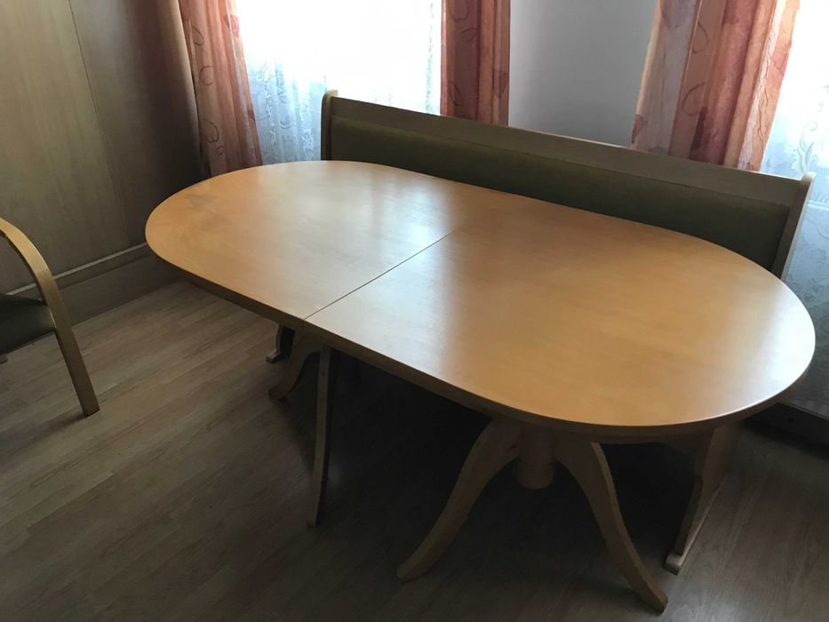 Oryginalny stół bukowy rozkładany jasny ozdobne nogi
