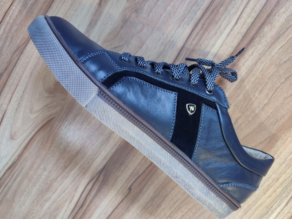 Сині шкіряні кеди, 25 см (як нові)