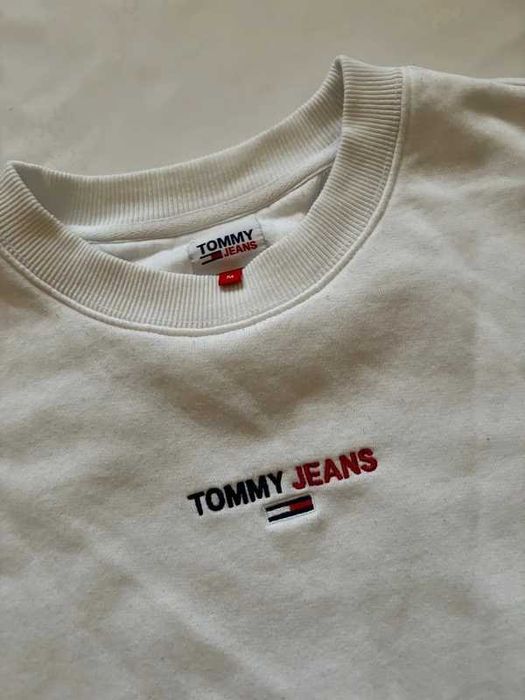 Bluza Tommy Jeans Crewneck biała M boxy y2k vintage
