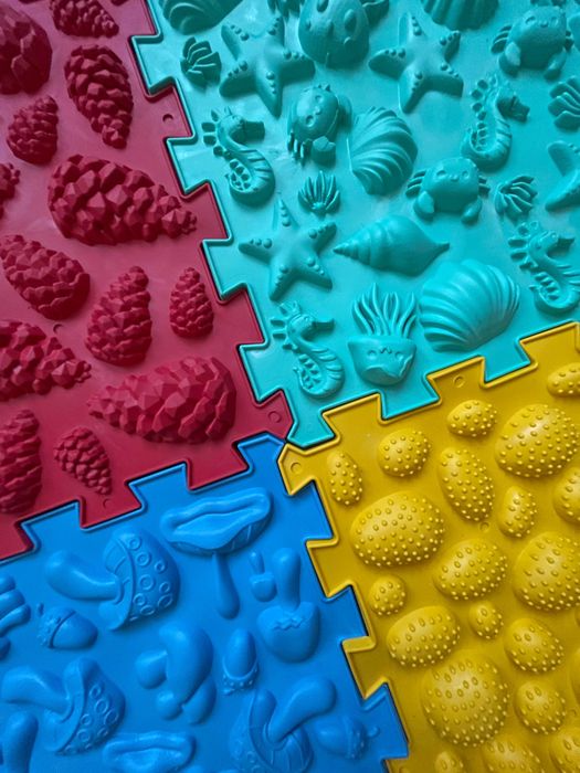 Mata puzzle sensroryczne 6szt WYPRZEDAŻ edukacyjne klocki masaż