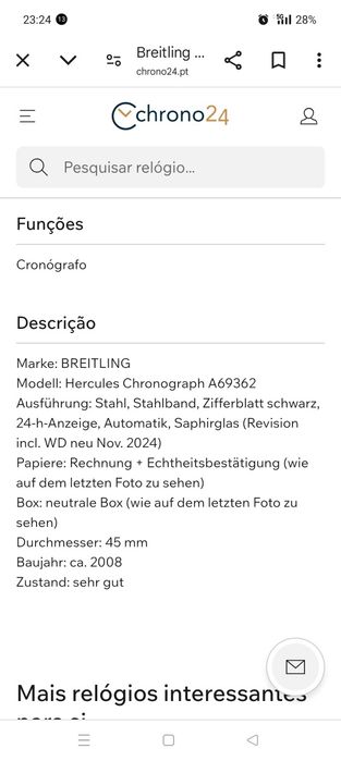 Relógio breitling automático