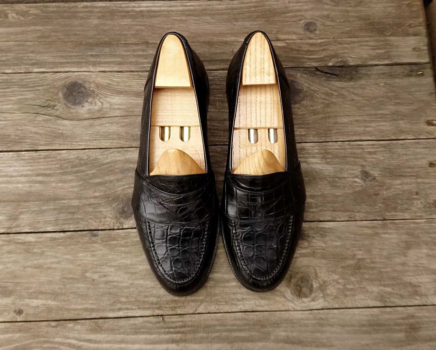 MAGNANNI р 40 Шкіра Крокодила Лофери Чорні Туфлі Чоловічі Мокасини