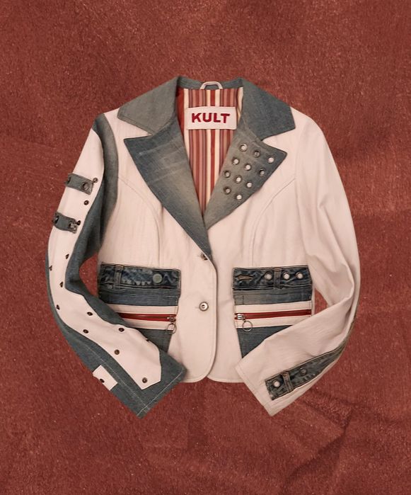 Casaco/blazer vintage em pele e ganga Kult
