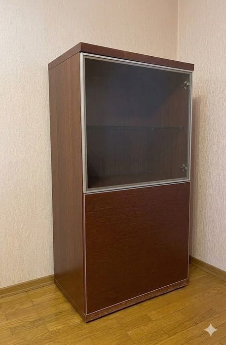 Современная стенка в гостиную (ТВ-тумба + Стеллаж + Витрина + Две полки ]