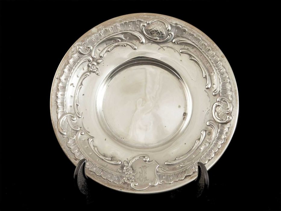 Balde de gelo com grelha e pinça em prata