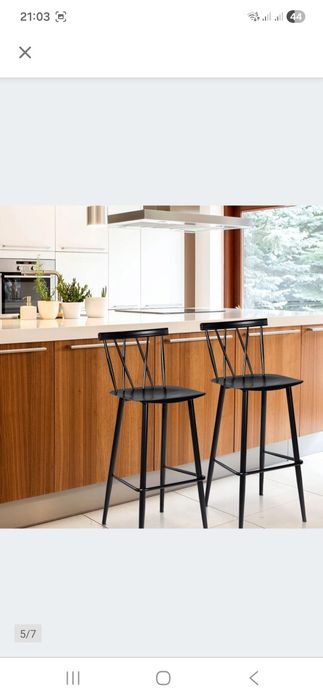 Hoker, krzesło barowe, czarne, metalowe 2 szt