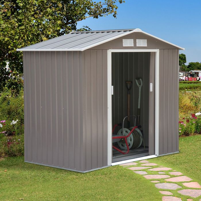 Abrigo de Jardim Metálico para Arrumação – 213x130x185 cm