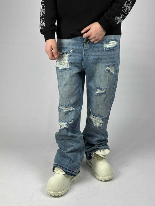 Джинси кльош distressed faded baggy штани archive джинсы сині