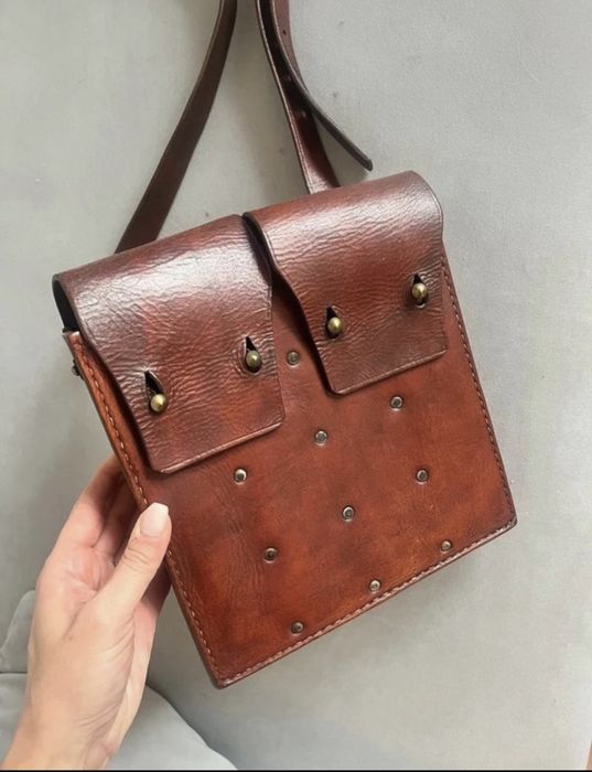 Skorzana torebka vintage listonoszka