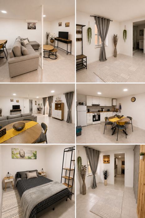 Apartamento T1 com quintal totalmente mobilado a estear