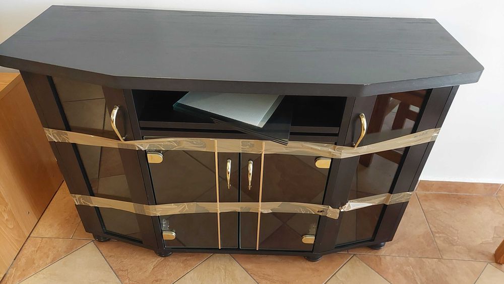 Szafka czarna komoda RTV pod telewizor TV komoda solidna 115x41x76