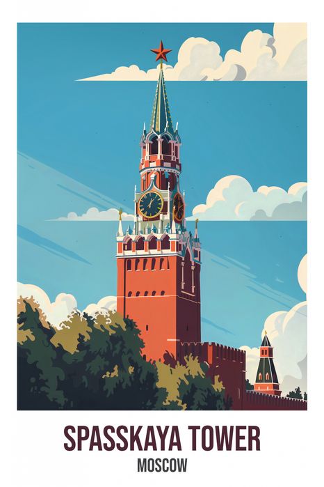 Plakat 20x30cm Spasskaya Tower, Moscow
