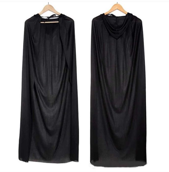 Peleryna z kapturem czarna, dł. 130 cm Halloween Cosplay Karnawał