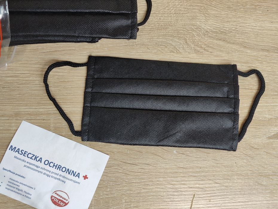 Maseczki ochronne 3 x warstwowe czarne 10 szt opakowanie