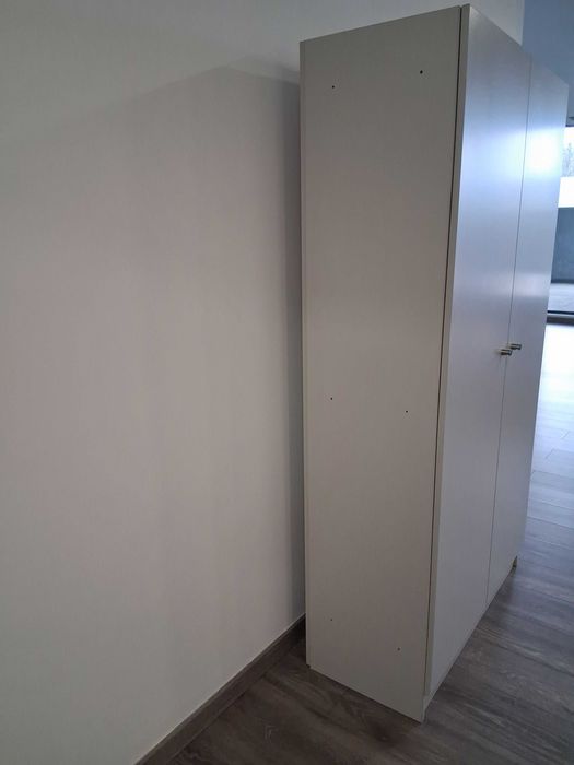 ID100-Vendo Armário 2 portas madeira cinza 3 prateleirasC96xL42XA158cm