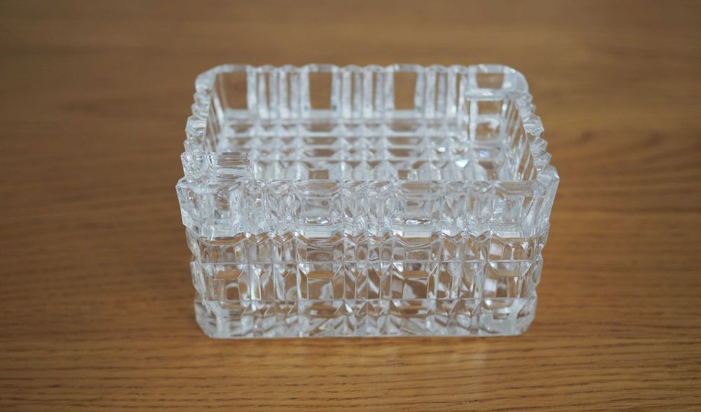 Kryształowa popielniczka, pojemnik, papierośnica PRL