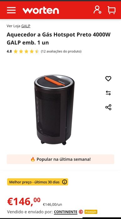 Aquecedor a gás  Hotspot Galp