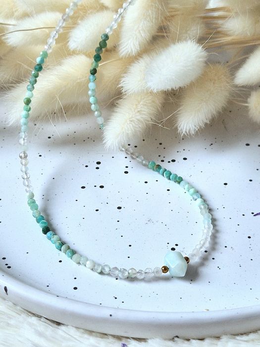 Naszyjnik amazonit z kamieni naturalnych handmade prezent