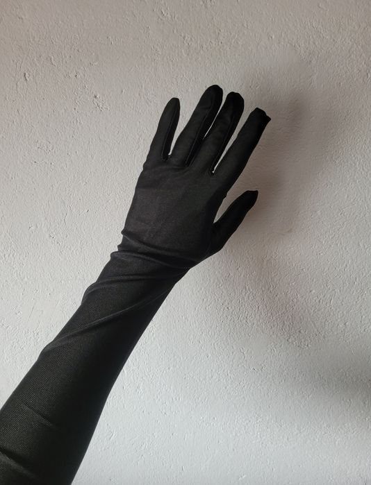 Nowe czarne dlugie eleganckie rękawiczki y2k alternative coquette