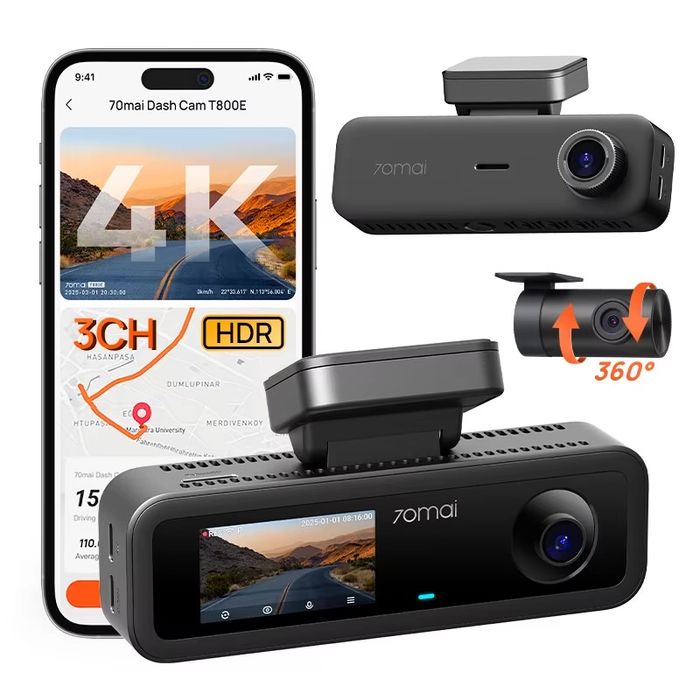Відеореєстратор (3 камери) 70mai Dash Cam 4K T800E