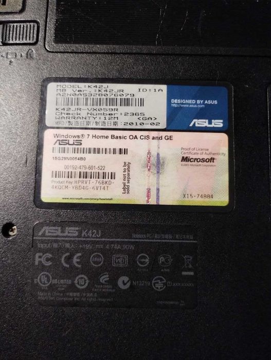 Ноутбук ASUS K42J (на запчасти)