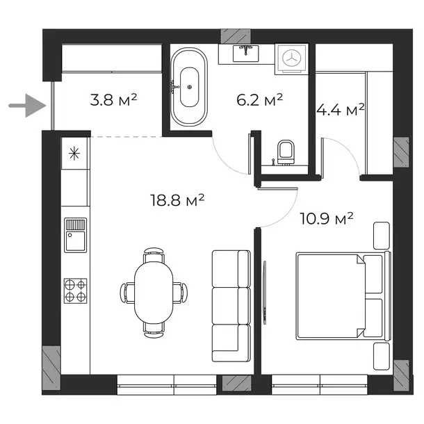 1-кімнатна квартира у SHERWOOD | Ужгород, новобудова - SW 4.11