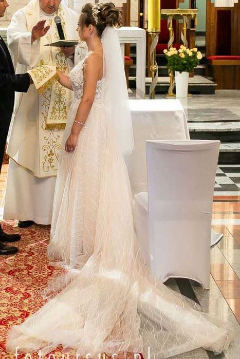 Suknia ślubna XS - wzrost 158cm + 6cm obcas