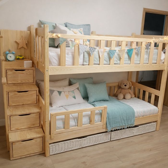 Łóżko piętrowe ze schodami