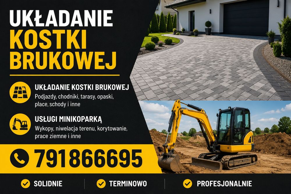 Brukarz układanie kostki brukowej oraz usługi minikoparka prace ziemne