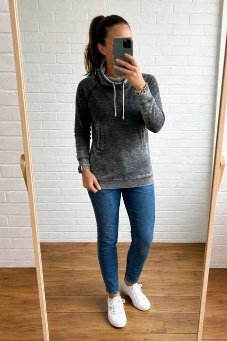 Bluza sportowa Reebok S 36 grafitowa komin stójka kangurka marn