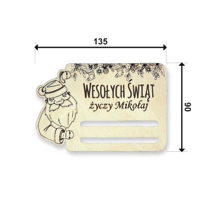 Kartka Świąteczna na Mikołaja z Drewna – Elegancki Prezent na Gotówkę!