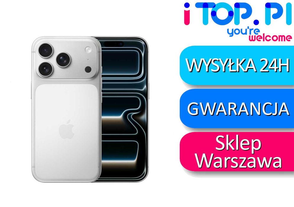iPhone 17 Pro 512GB Srebrny Biały / Jak nowy / Bateria 100% / Sklep iTop W-wa