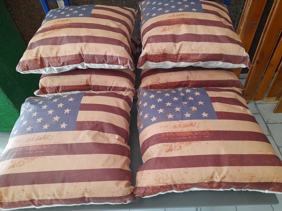 Pack de 6 Almofadas em tecido Bandeira USA usadas em bom estado, 40 cm